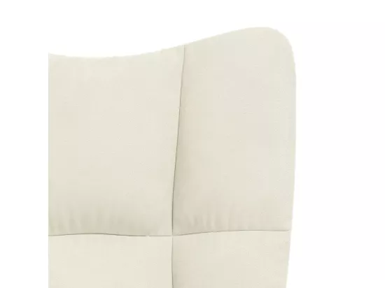 Chaise à bascule avec repose-pied Blanc crème Velours