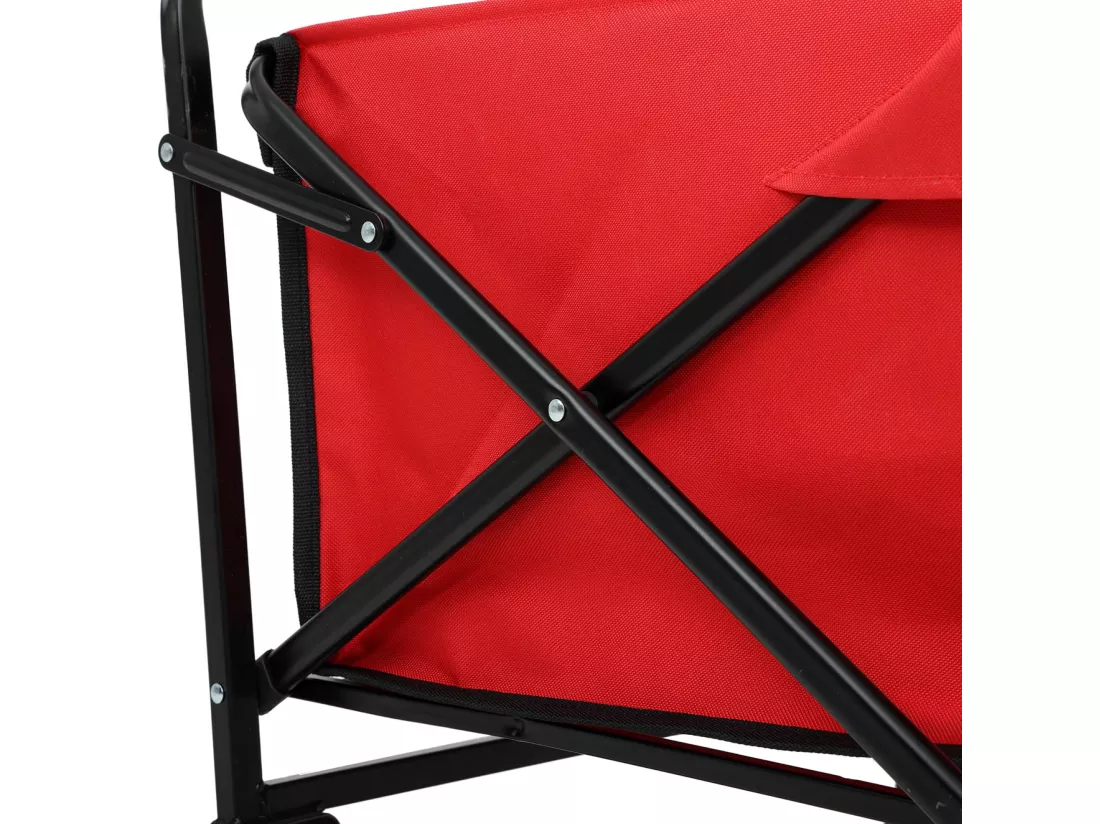 Chariot pliable de plage avec roues en plastique et charge maximale de 120 kg en rouge