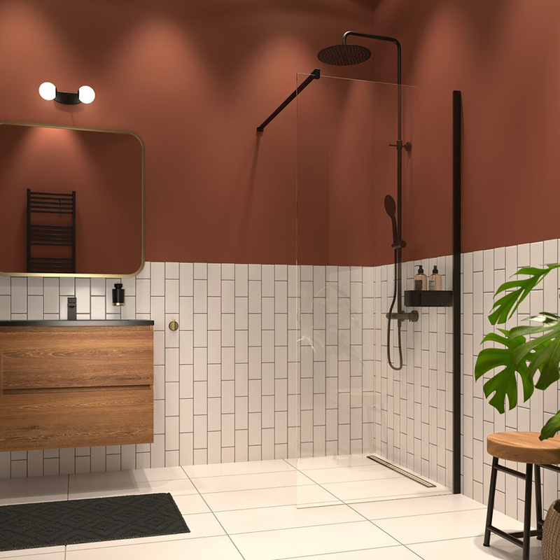 Sealskin Inc. inloopdouche type A3 120x200 cm met douchemand, 8 mm helder veiligheidsglas met antikalklaag mat zwart
