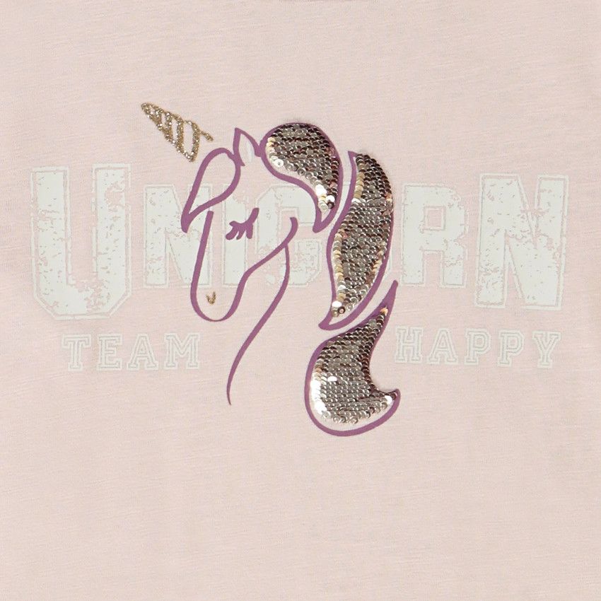 T-shirt manches longues en jersey avec sequins magiques pour fille - Rose
