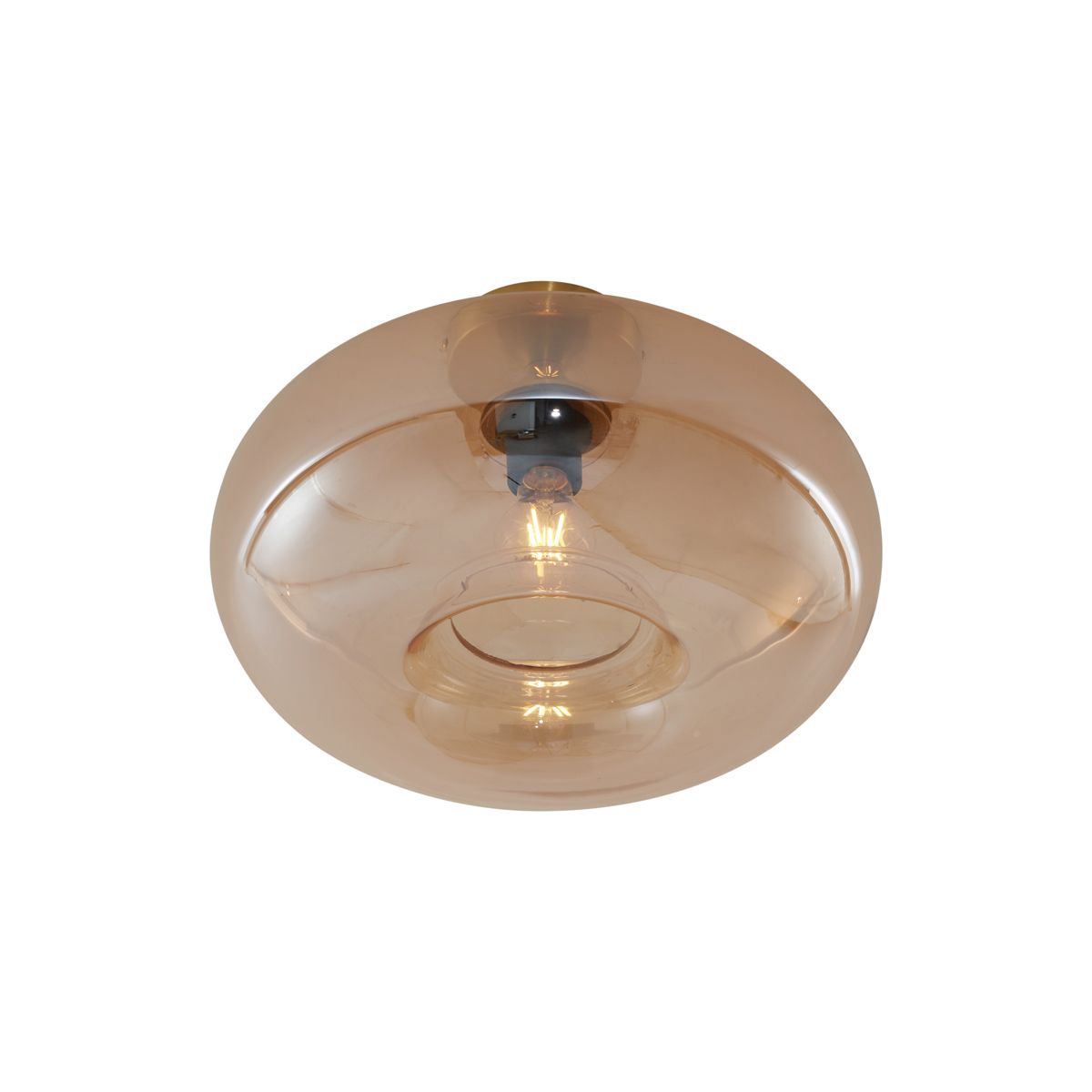 Art Deco plafondlamp messing met amber glas 40cm - Busa