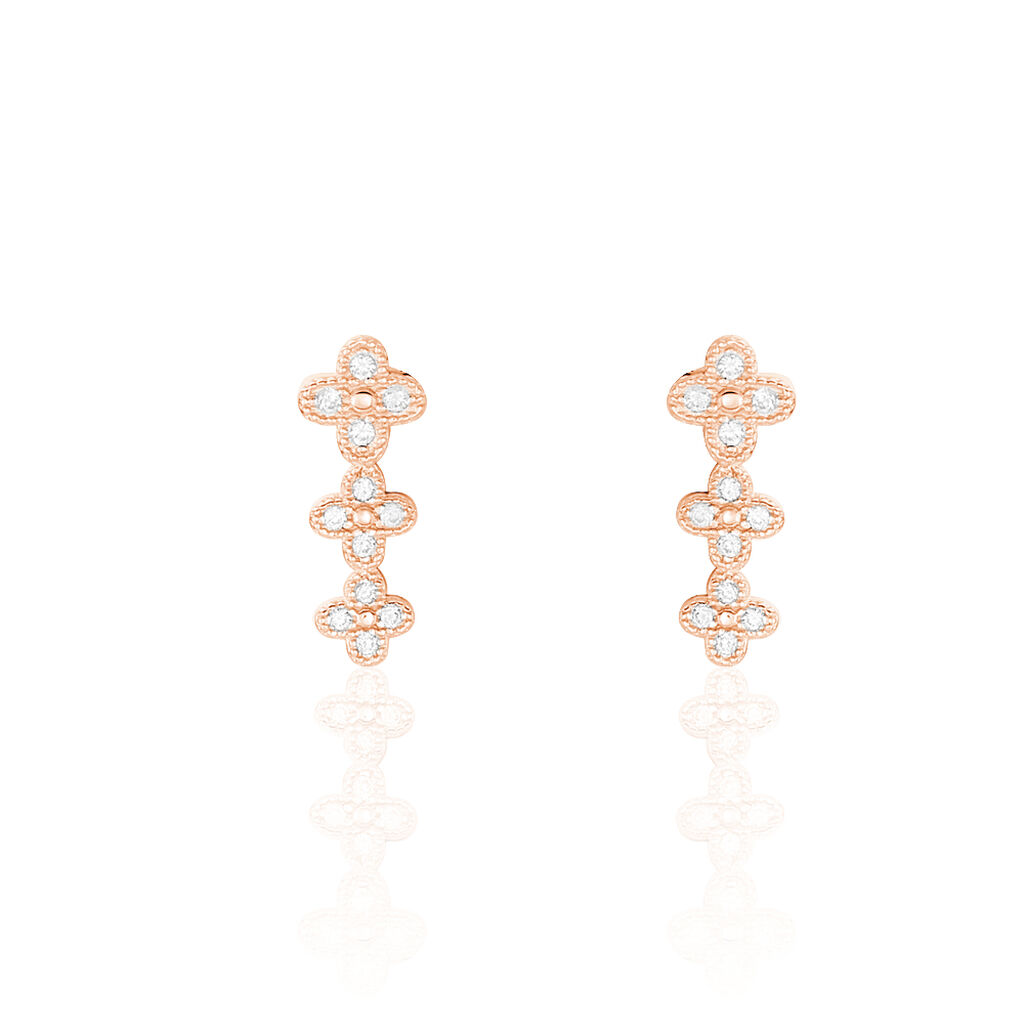 Boucles D'oreilles Grimpantes Angellina Argent Rose Oxyde De Zirconium