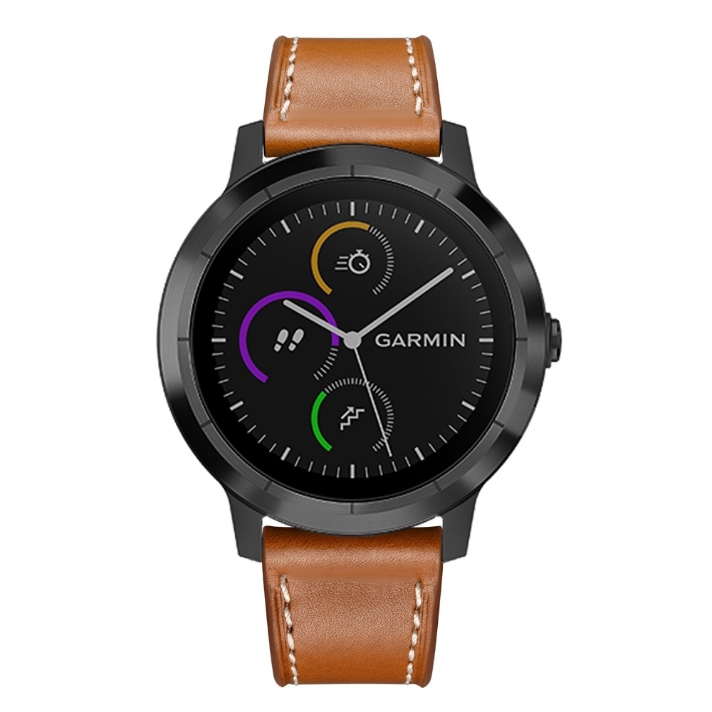 (Gr. M) Garmin Venu / Garmin Venu Sq / Garmin Venu Sq Music Echtleder Ersatz Armband mit Dornschliesse (Gelenkumfang 160-220 mm) - Braun