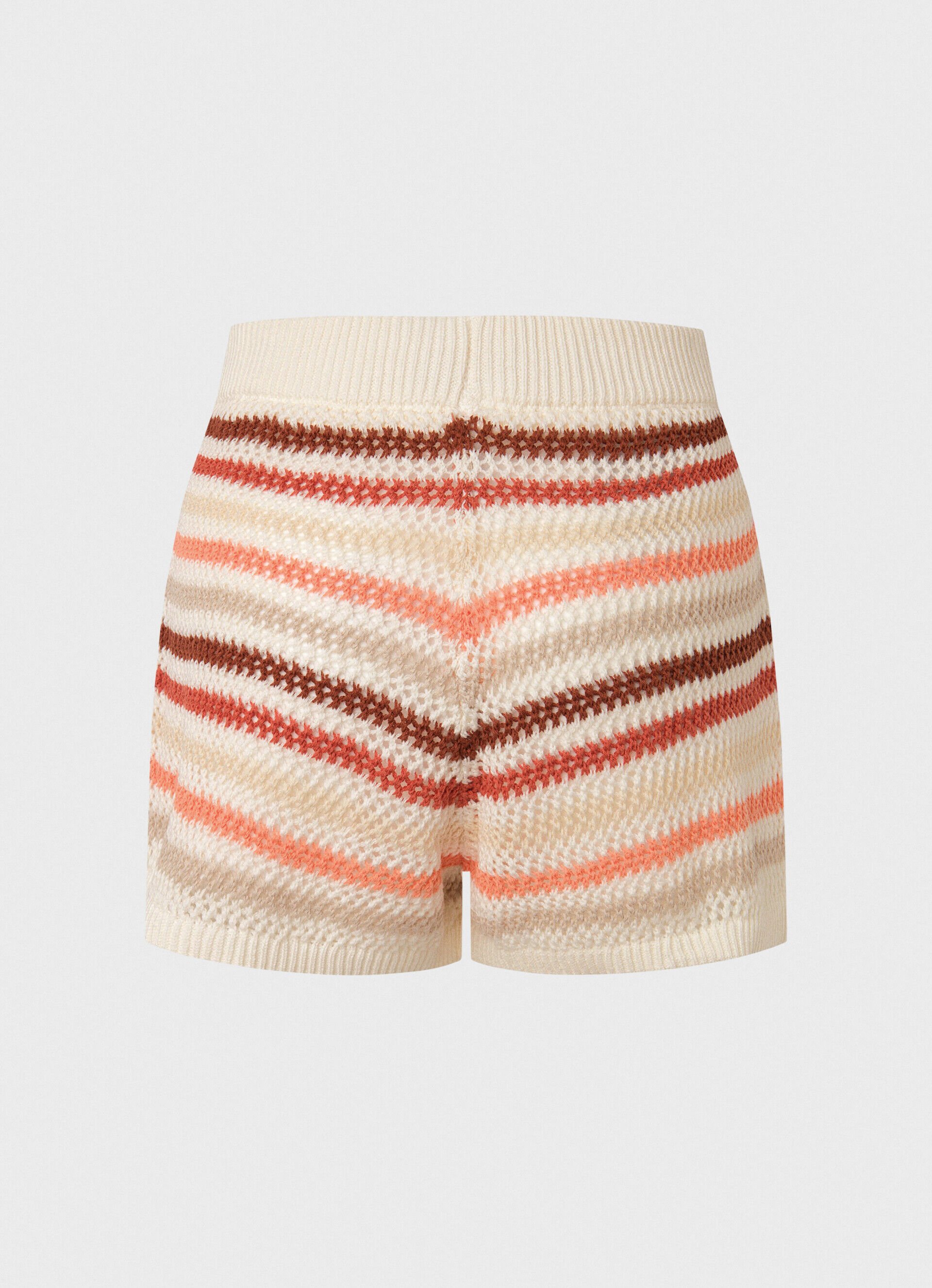 Shorts de malha com estampa listrada - multicolorido