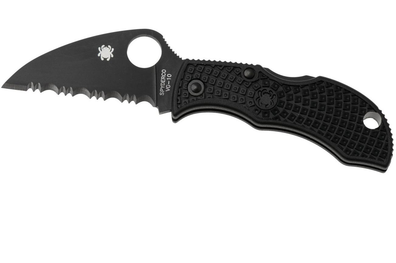 Spyderco Manbug Wharncliffe Black MBKWSBK Black FRN serrated zakmes