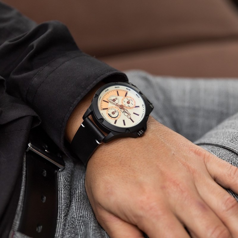 Montre Homme M. JOHN bracelet Cuir Noir