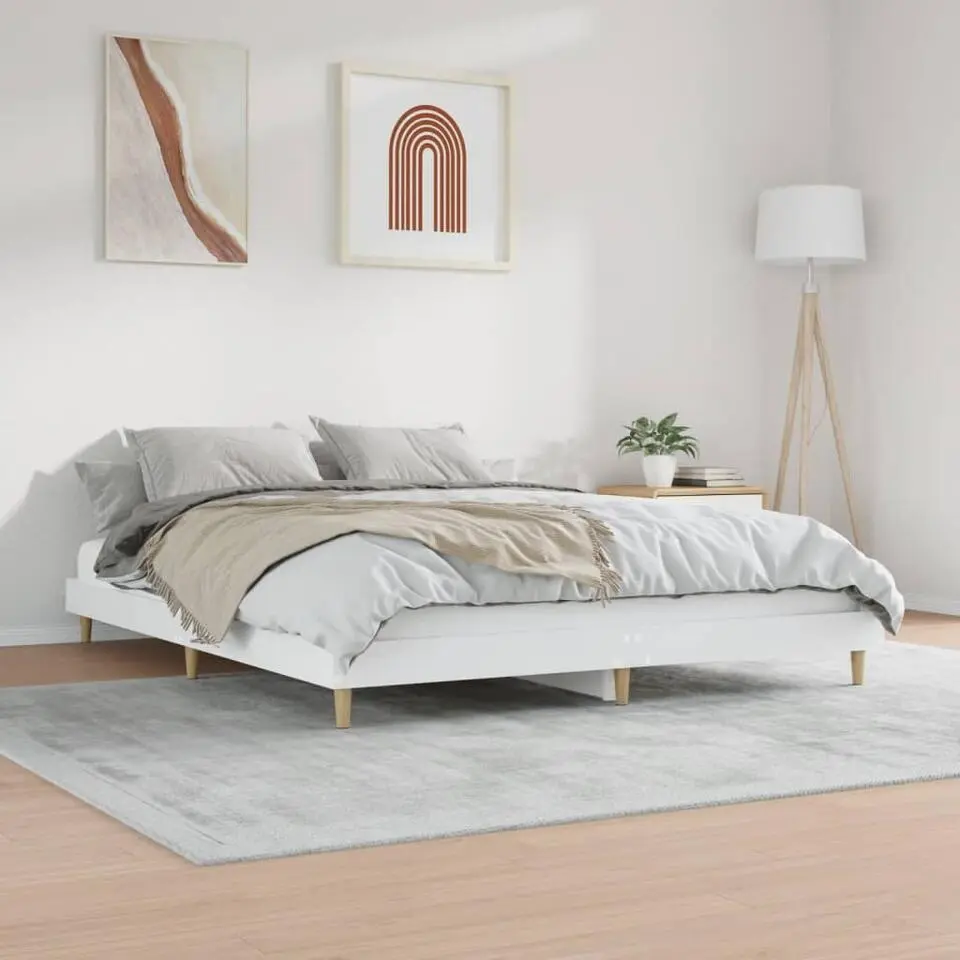 vidaXL - Hout bed frame met lattenbodem - Wit - 140x200 cm