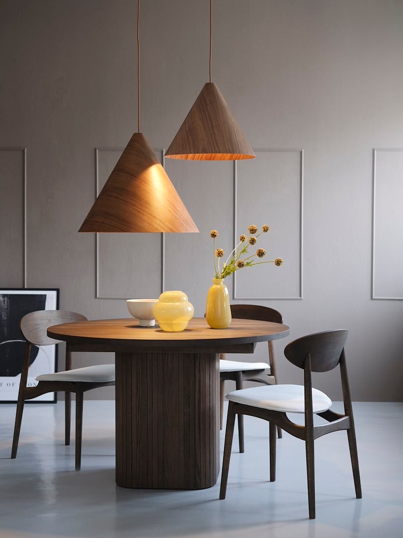 Baldwin taklampe Mørk valnøtt Ø45cm med tekstil ledning E27 max 28W