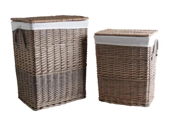 Paniers à linge en osier gris