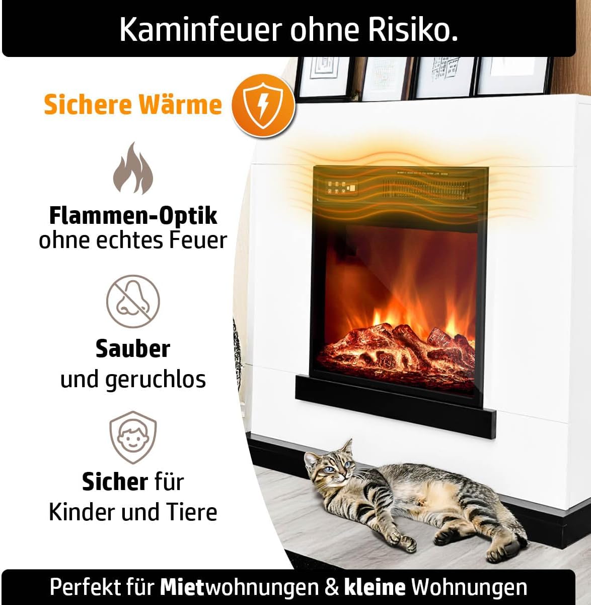 Elektrokamin | 2 Heizstufen | 900W - 2000W | viele Modelle | LED - 3D Flammeneffekt mit Farbwechsel | inkl. Fernbedienung Timer & Thermostat | Überhitzungsschutz | Flair