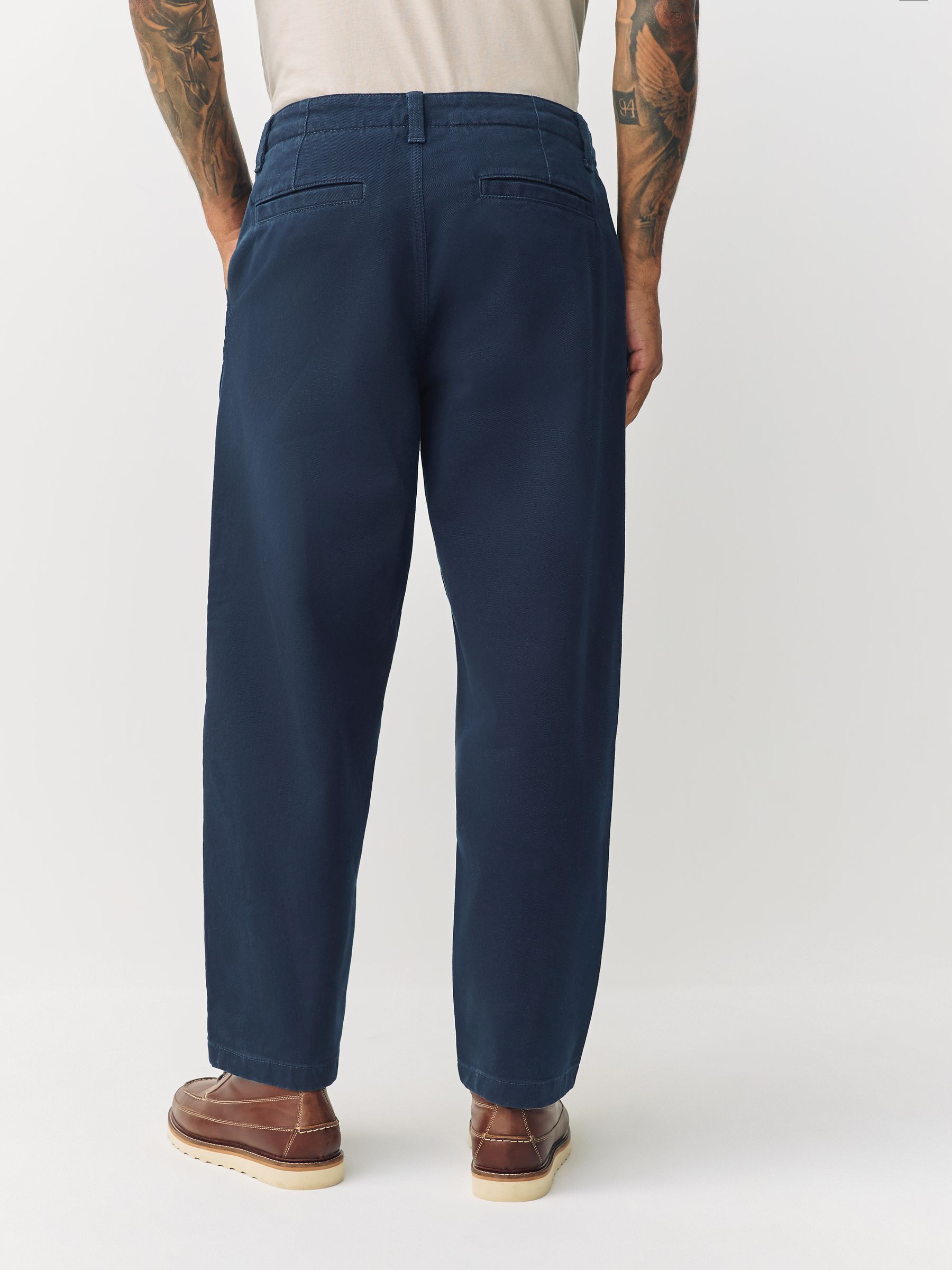 Marineblauw - Barrel Fit - Authentic Cotton Rich Stretch Trousers