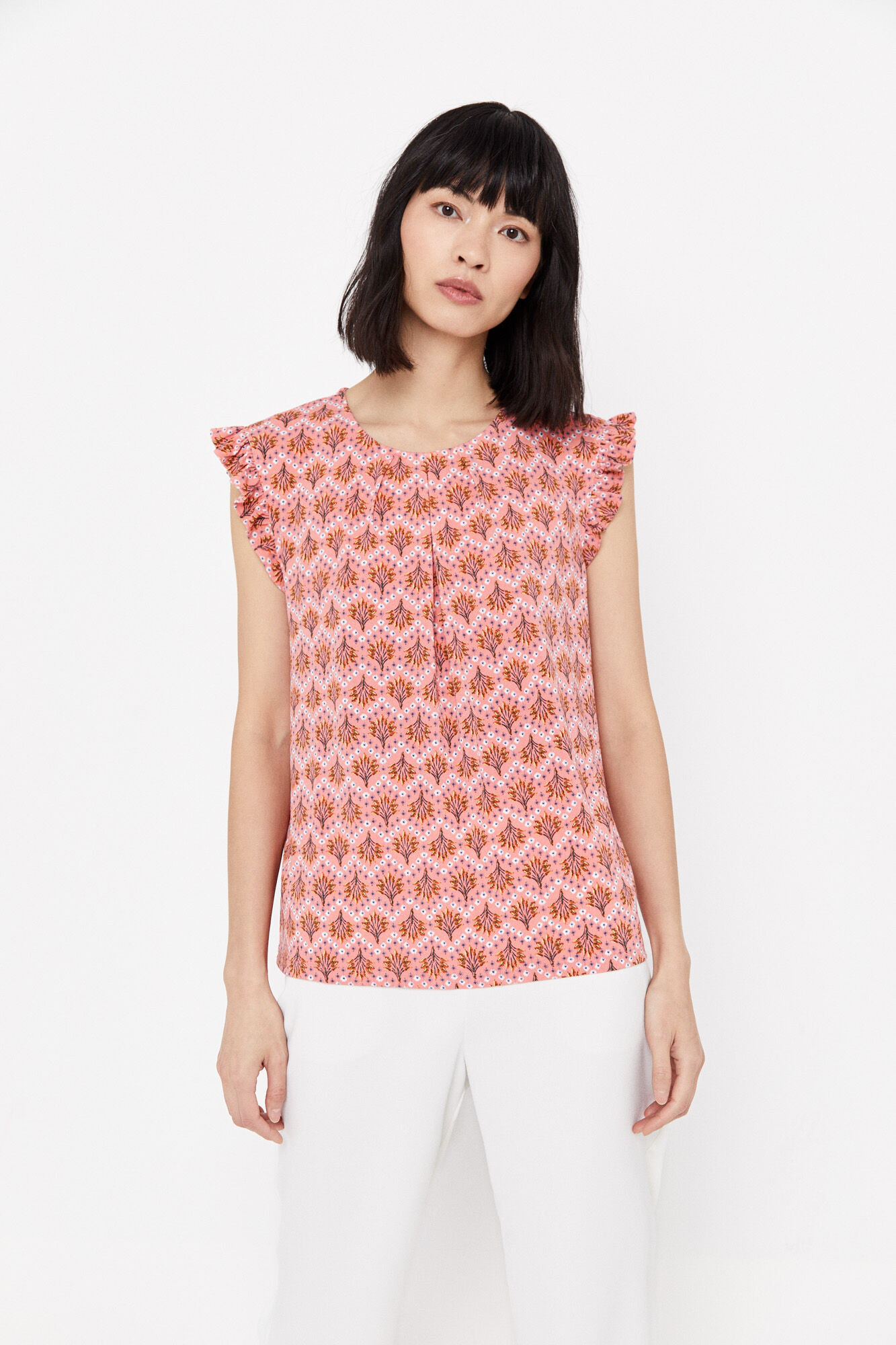 Blusa de malha plissada - Estampa amarela