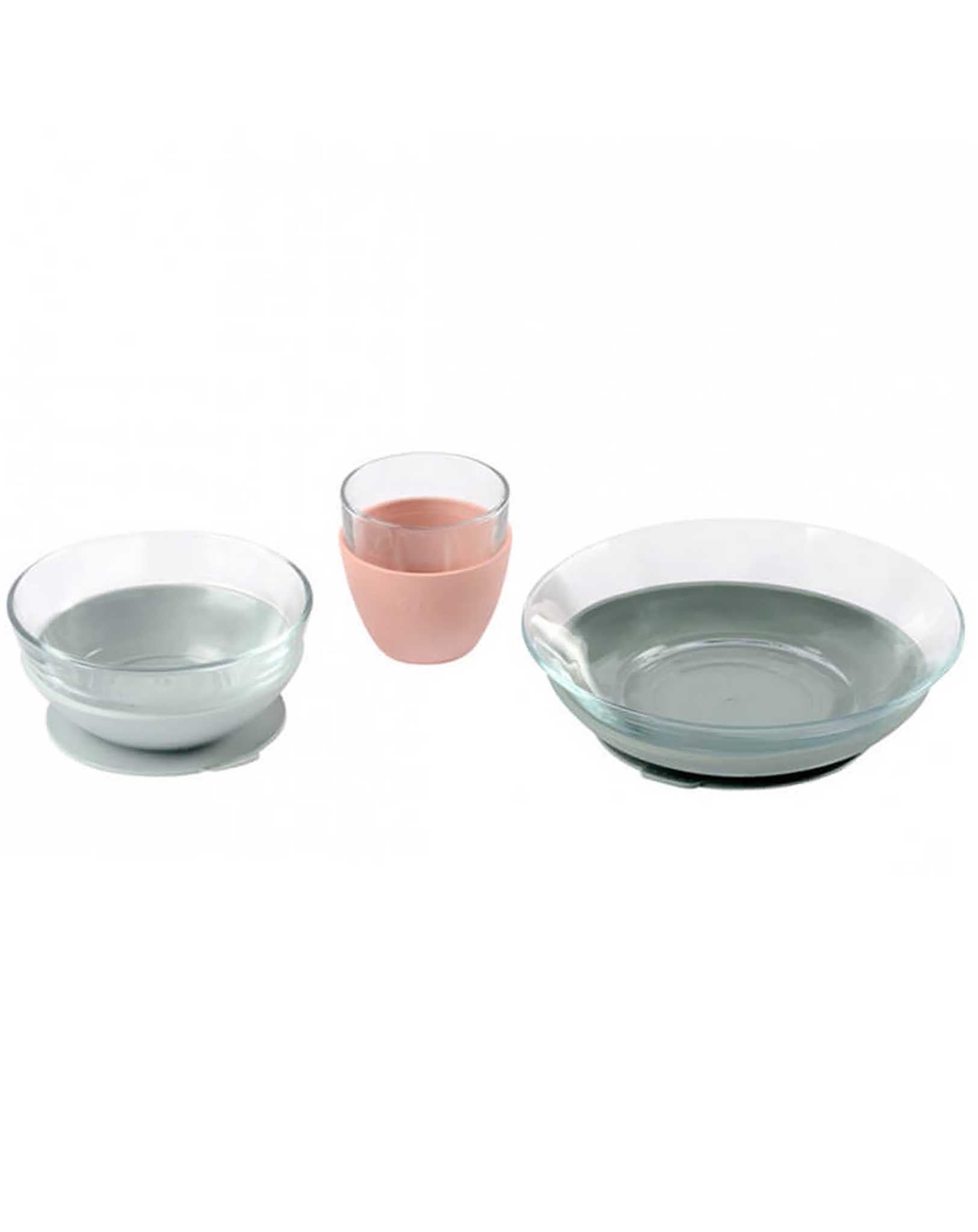 Glas-Geschirrset PRESENT 3-teilig in grün