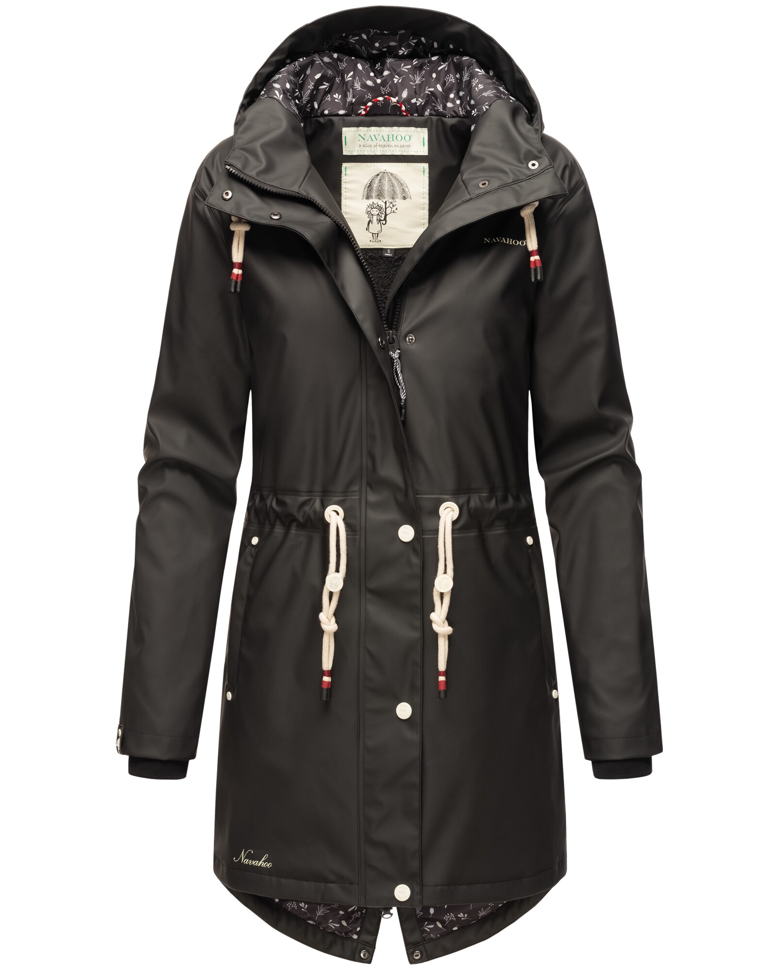 NAVAHOO Damen modischer Regen Jacke Outdoor Regenmantel Regenparka Wasserdicht Flower of Ocean