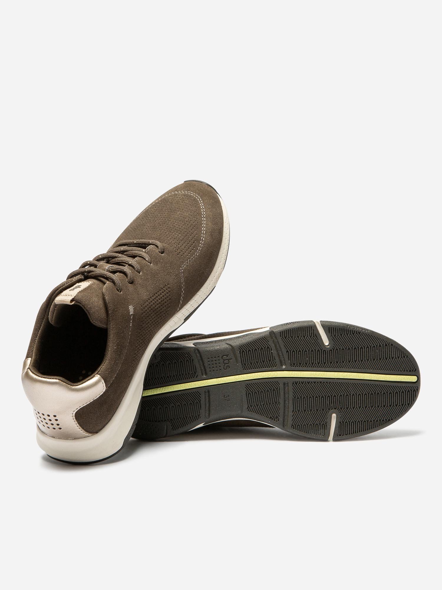 Baskets Femme Confort Cuir Kaki