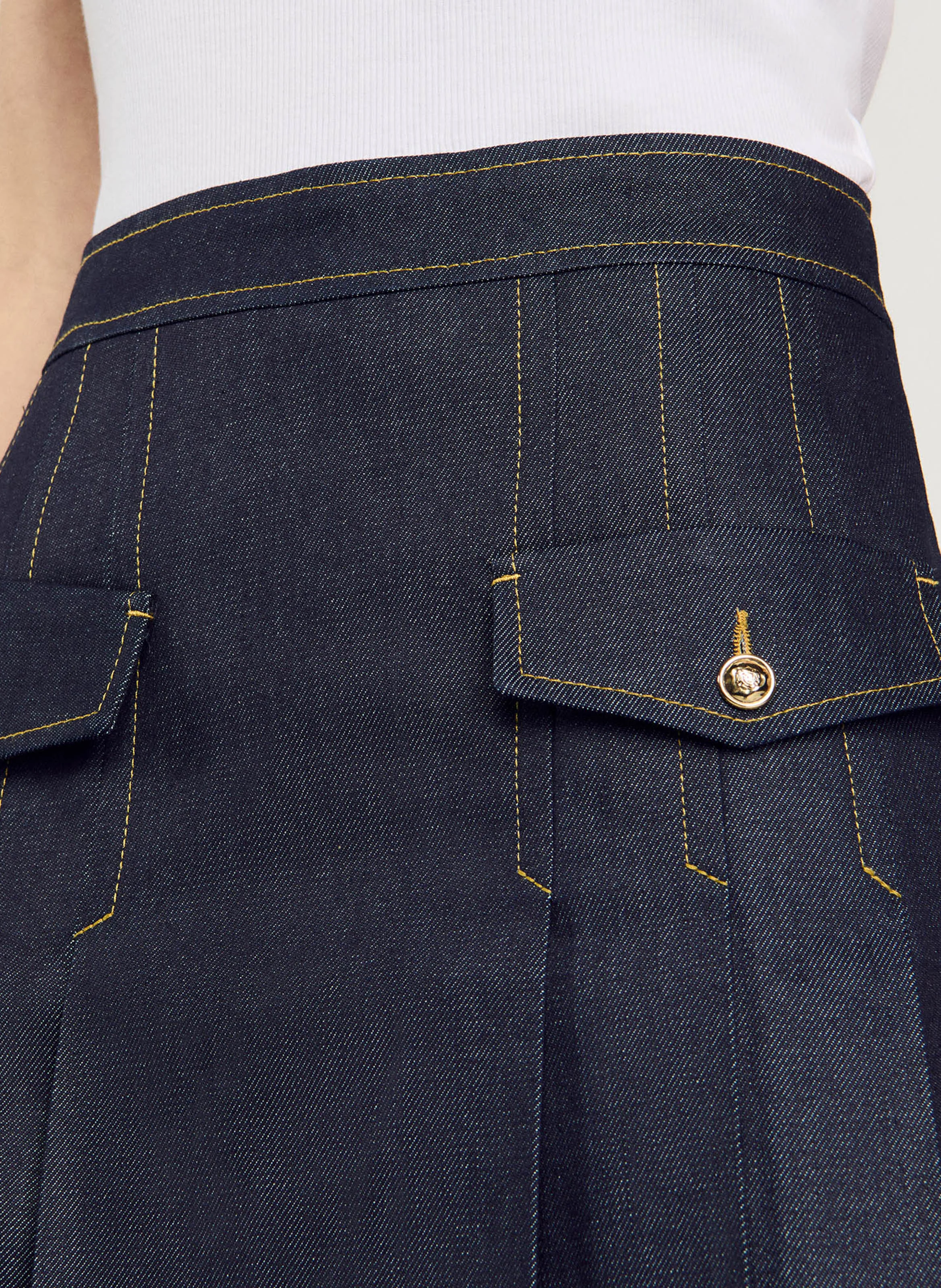 Jupe courte plissée en jean | Bleu