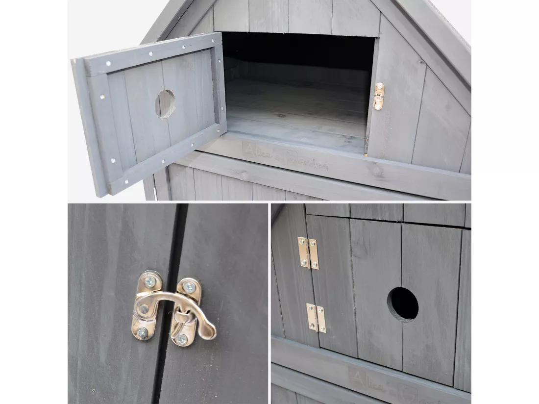 Armoire de jardin en bois. Mimosa anthracite. 77 x 54.5 x 179 cm cm. abri de jardin en bois. armoire de rangement. range outils