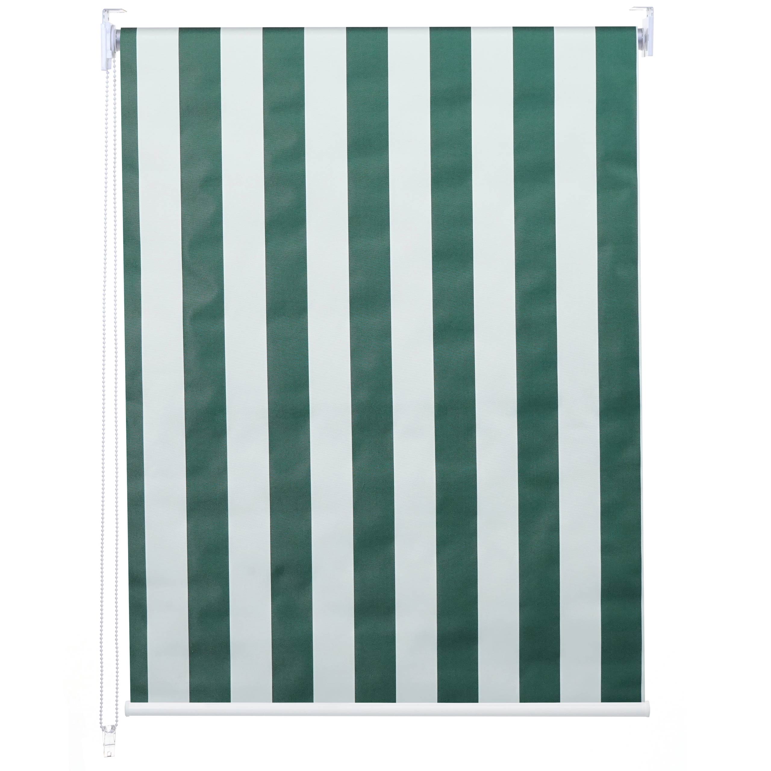 Rollo MCW-D52, Fensterrollo Seitenzugrollo Jalousie, Sonnenschutz Verdunkelung blickdicht 80x230cm ~ grün/weiß