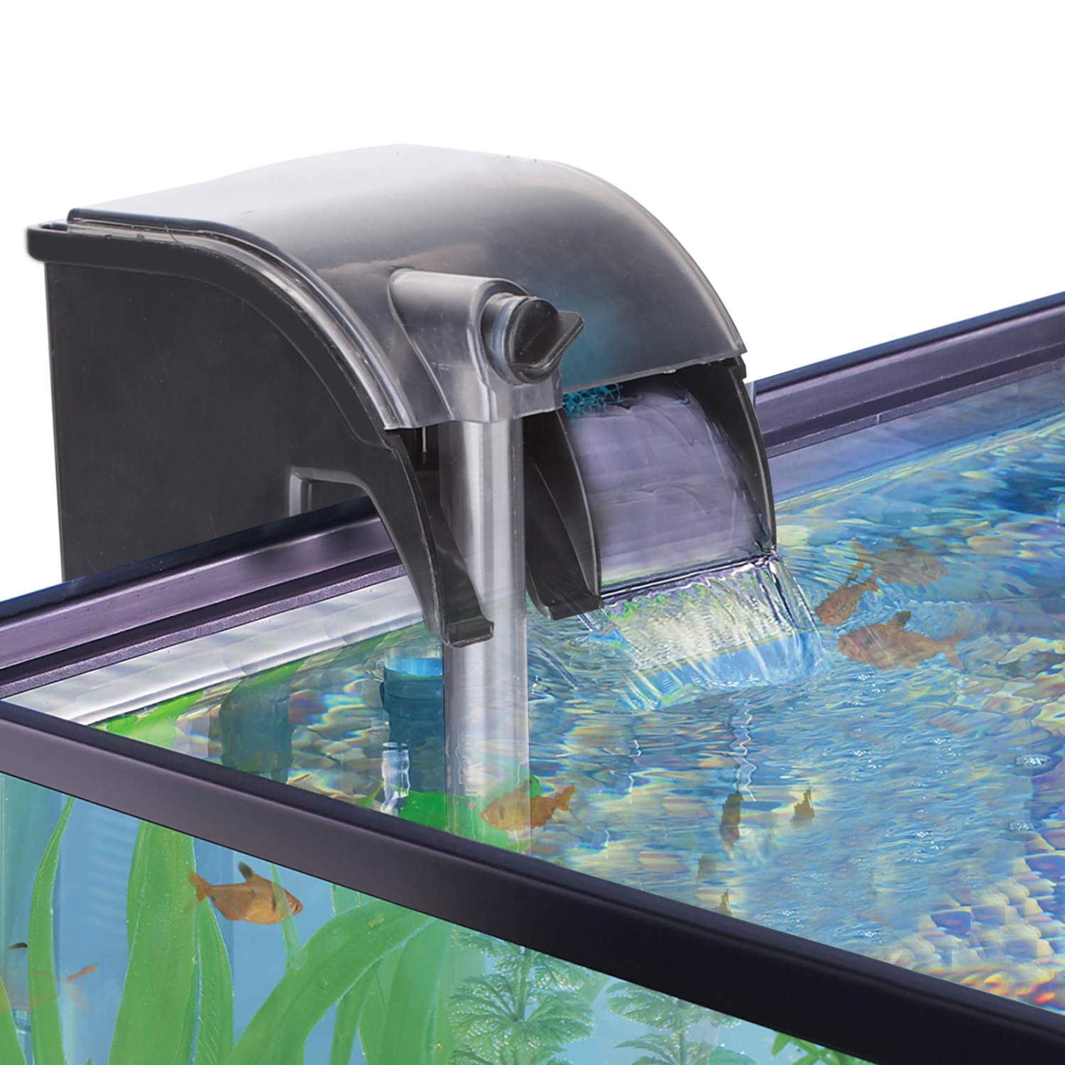 Nobleza - Filtro para Aquário, Filtro Suspenso 3 em 1 para Aquário 280L/H, Sistema de Filtragem com Bomba de Água Integrada, Design de Fluxo de Água em Cascata, Economia de Energia 5W