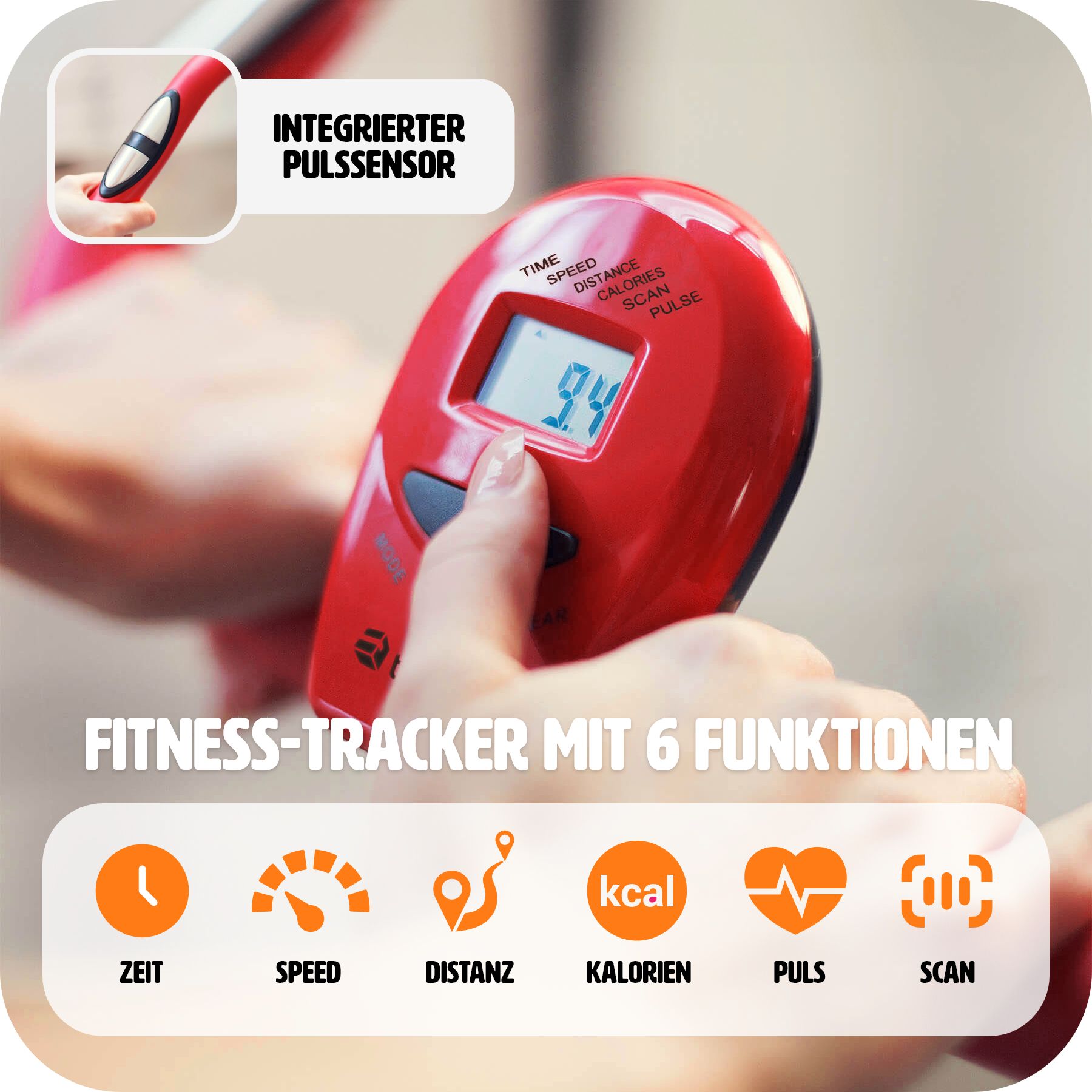 tectake® Heimtrainer, klappbar, 8 Schwierigkeitsstufen, mit Pedalriemen, inklusive Trainingscomputer und Pulsmesser