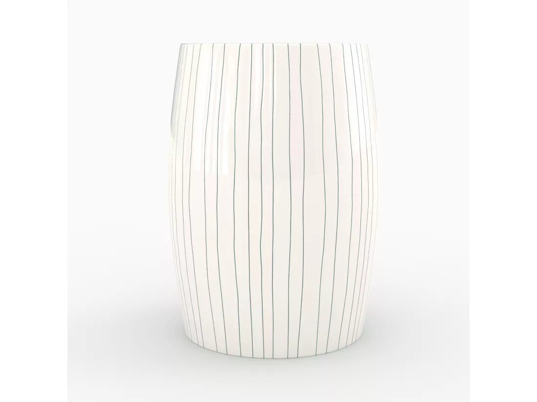 Table d'appoint ronde en métal blanc rayé D26 cm - Nello