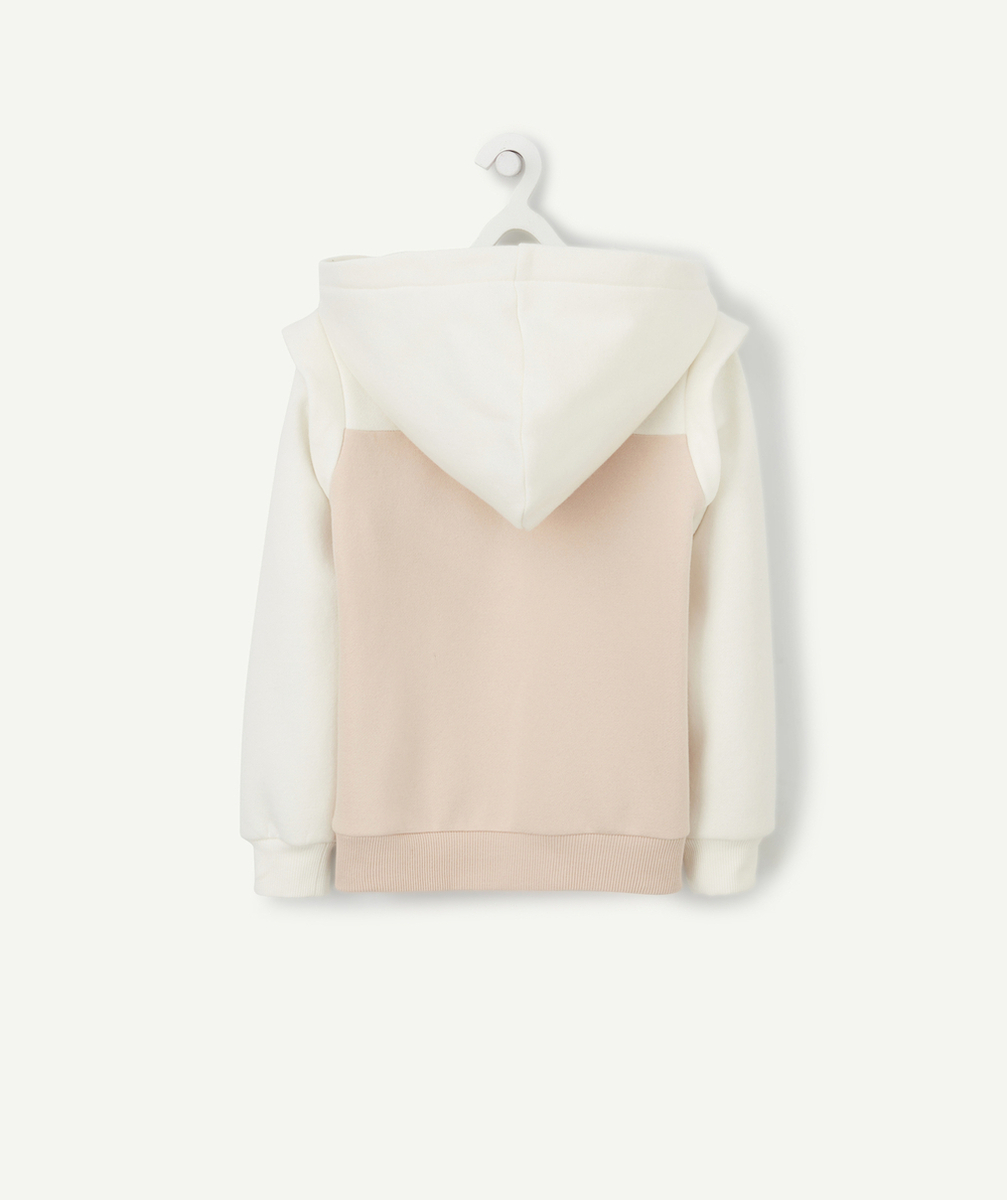 SWEAT À CAPUCHE FILLE EN COTON RECYCLÉ ROSE ET BLANC