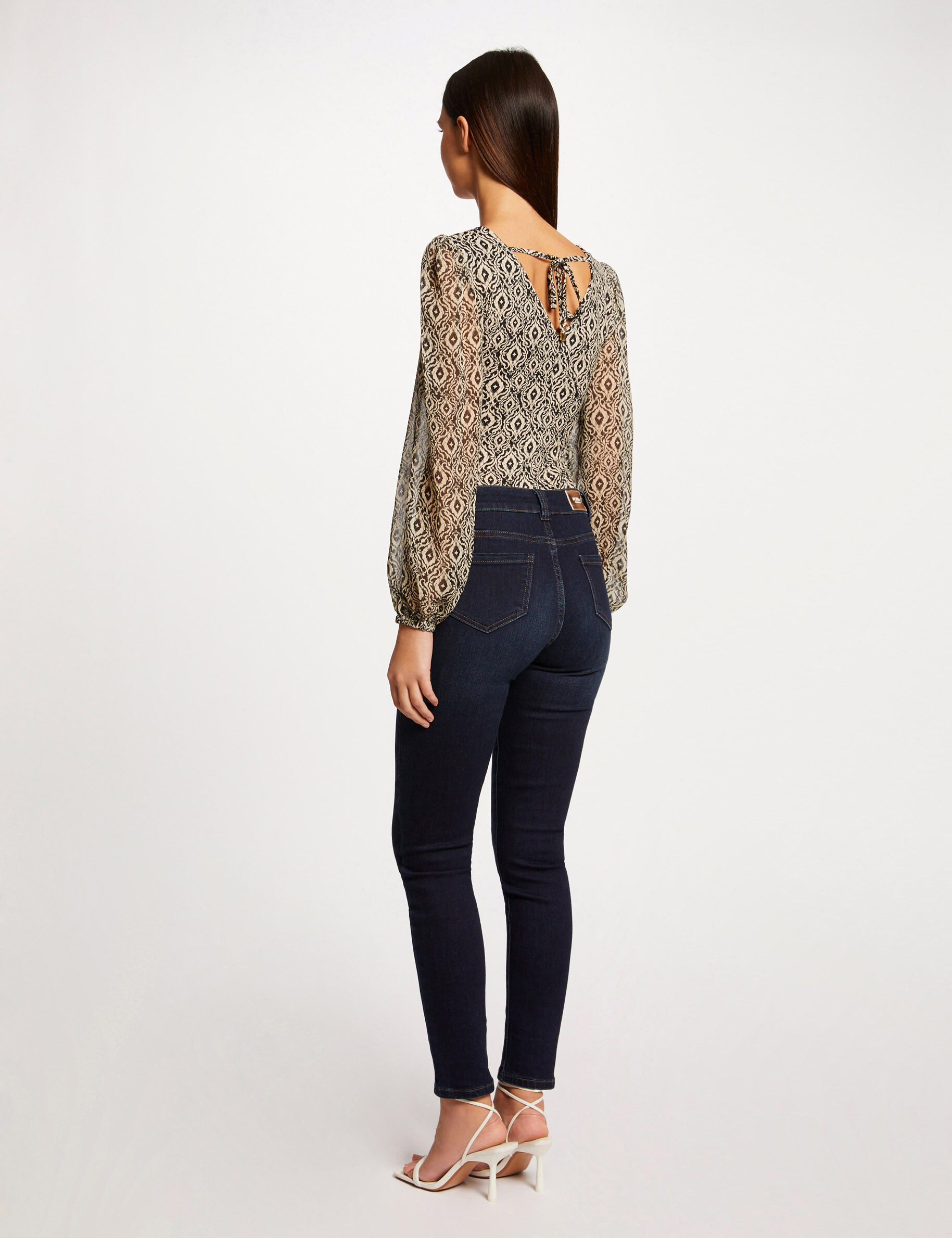 T-shirt manches longues smocké imprimé multico femme - multico