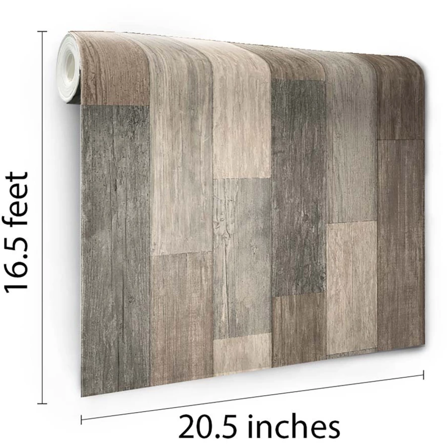 Room Mates PEEL & STICK Wallpaper - Verwittertes Holz Braun Mehrfarbig