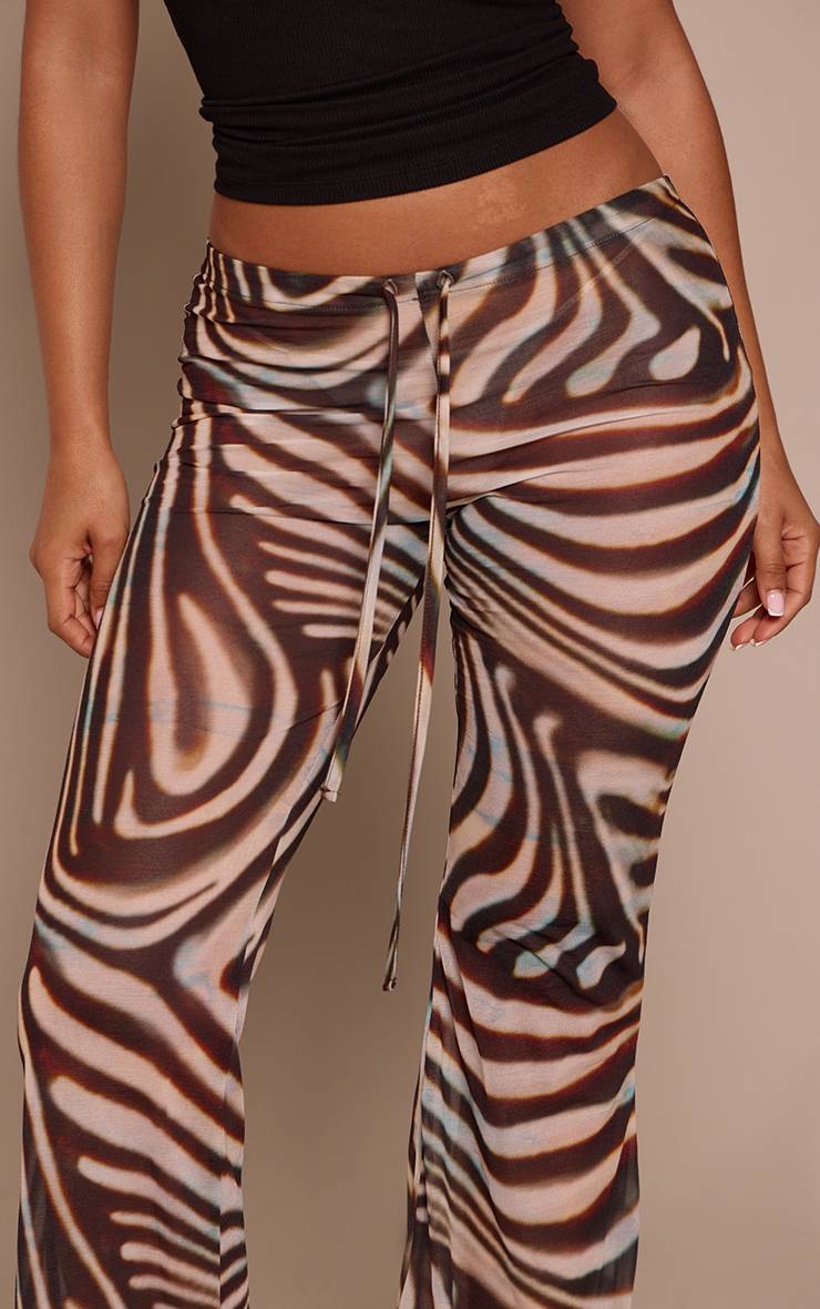 Zèbre Pantalon Évasé Petite En Mousseline Imprimée Avec Taille Cordon Coulissant