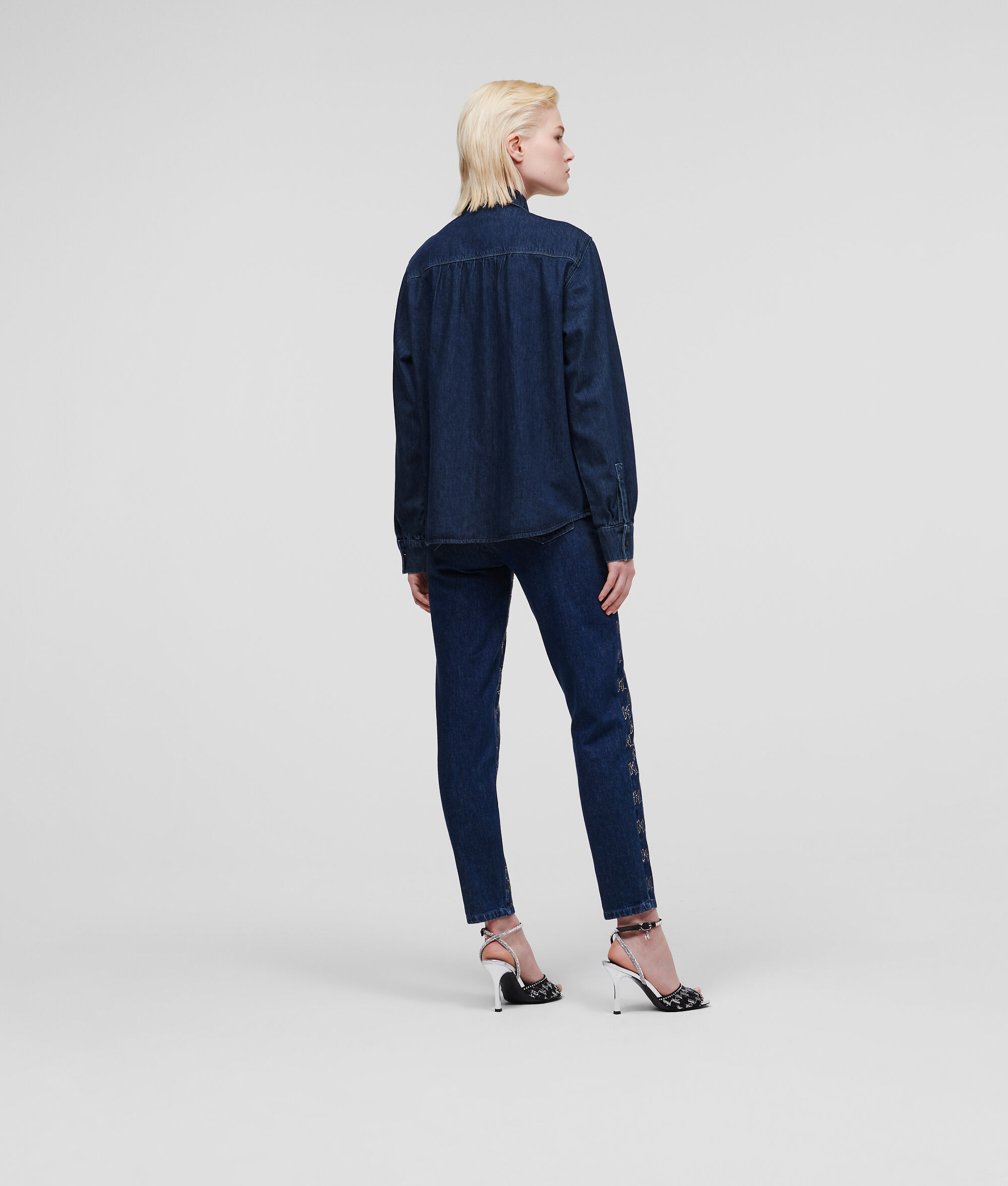 CHEMISE EN JEAN KL MONOGRAM AVEC STRASS