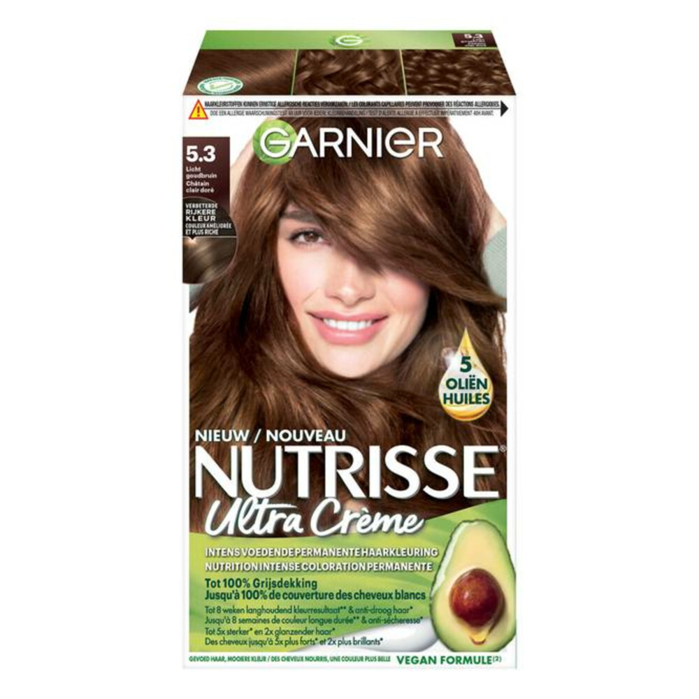 Garnier Nutrisse Ultra Crème Permanente Haarkleuring 5.3 Licht goudbruin