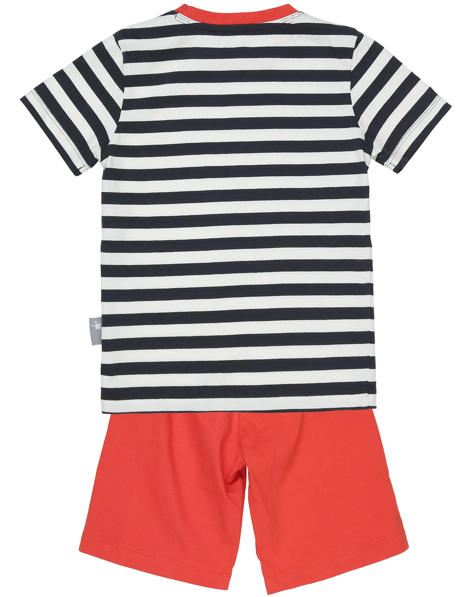 Schlafanzug CLASSY STRIPES kurz in schwarz/weiß/rot