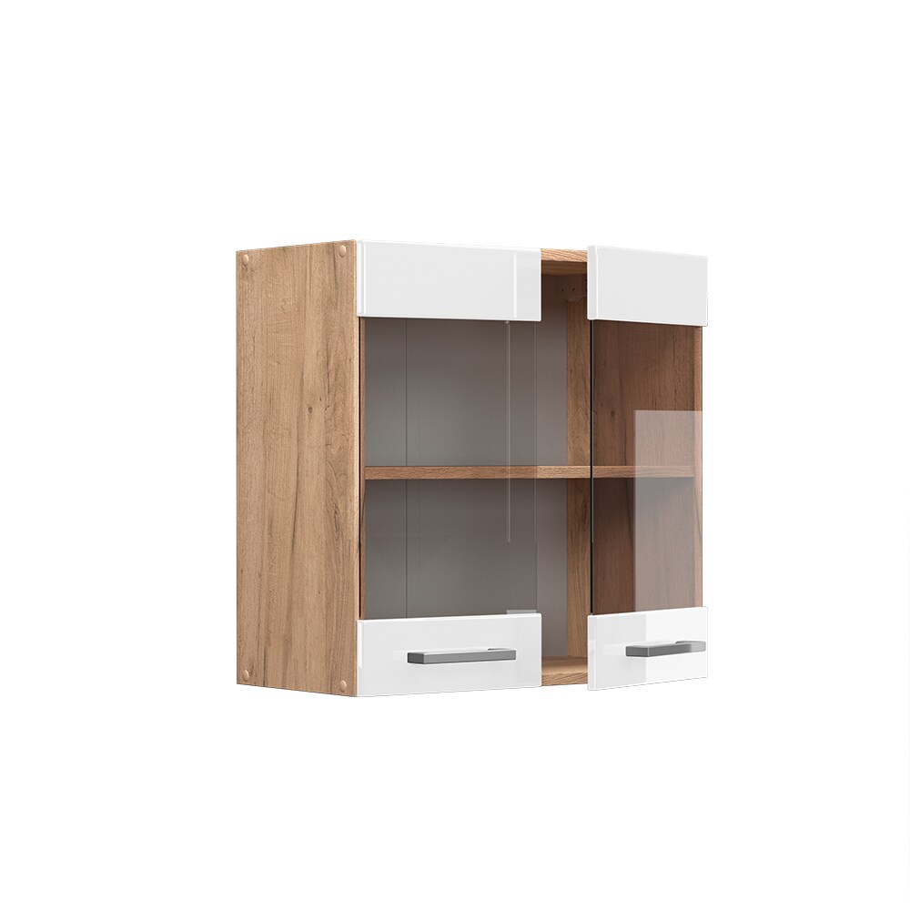 Vicco Hängeglasschrank Küchenschrank Küchenzeile R-Line 60 cm Eiche Weiß Tür Fächer