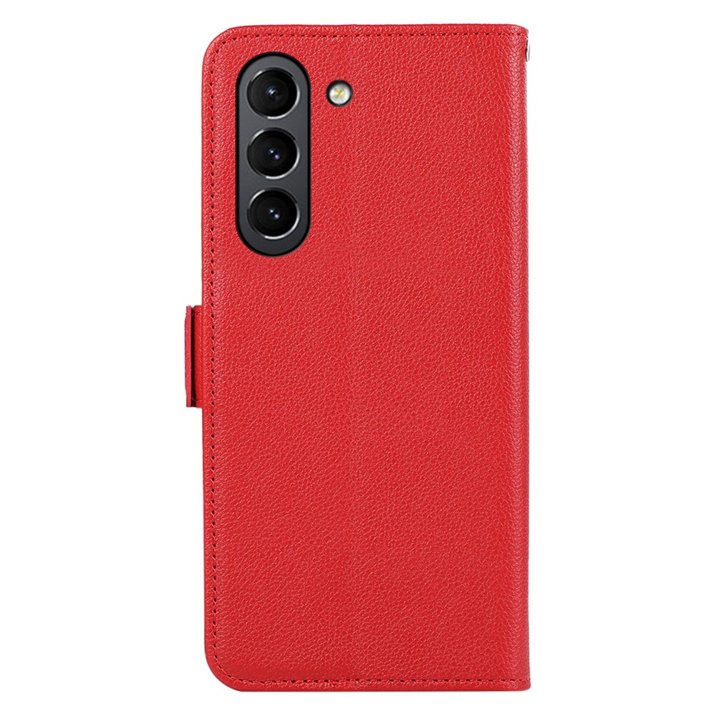 Samsung Galaxy S21 FE 5G Leder Tasche Flip Cover Litchi Look (RFID Schutz) - Rot
