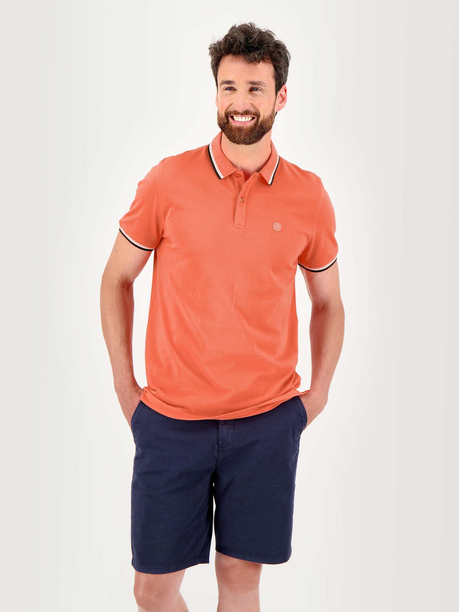 Polo Homme Manches Courtes Coton Biologique Corail