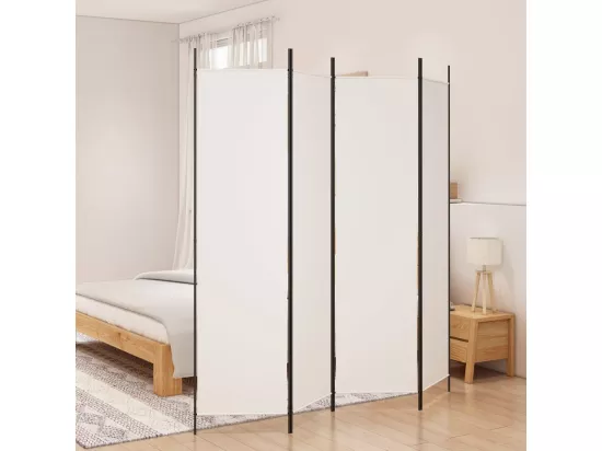 Cloison de séparation 4 panneaux Blanc 200x200 cm Tissu