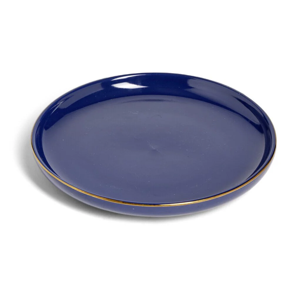 Assiette à dessert bleue bordure dorée Ø20cm