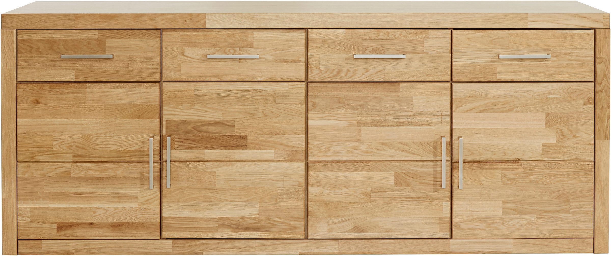 Home affaire Sideboard »Trondheim,200 cm breit,42 cm tief, Fronten Holzmassiv, Metallgriffe« Korpus aus Holzwerkstoff,4 Türen, 4 Schubladen, insgesamt 8 Fächer