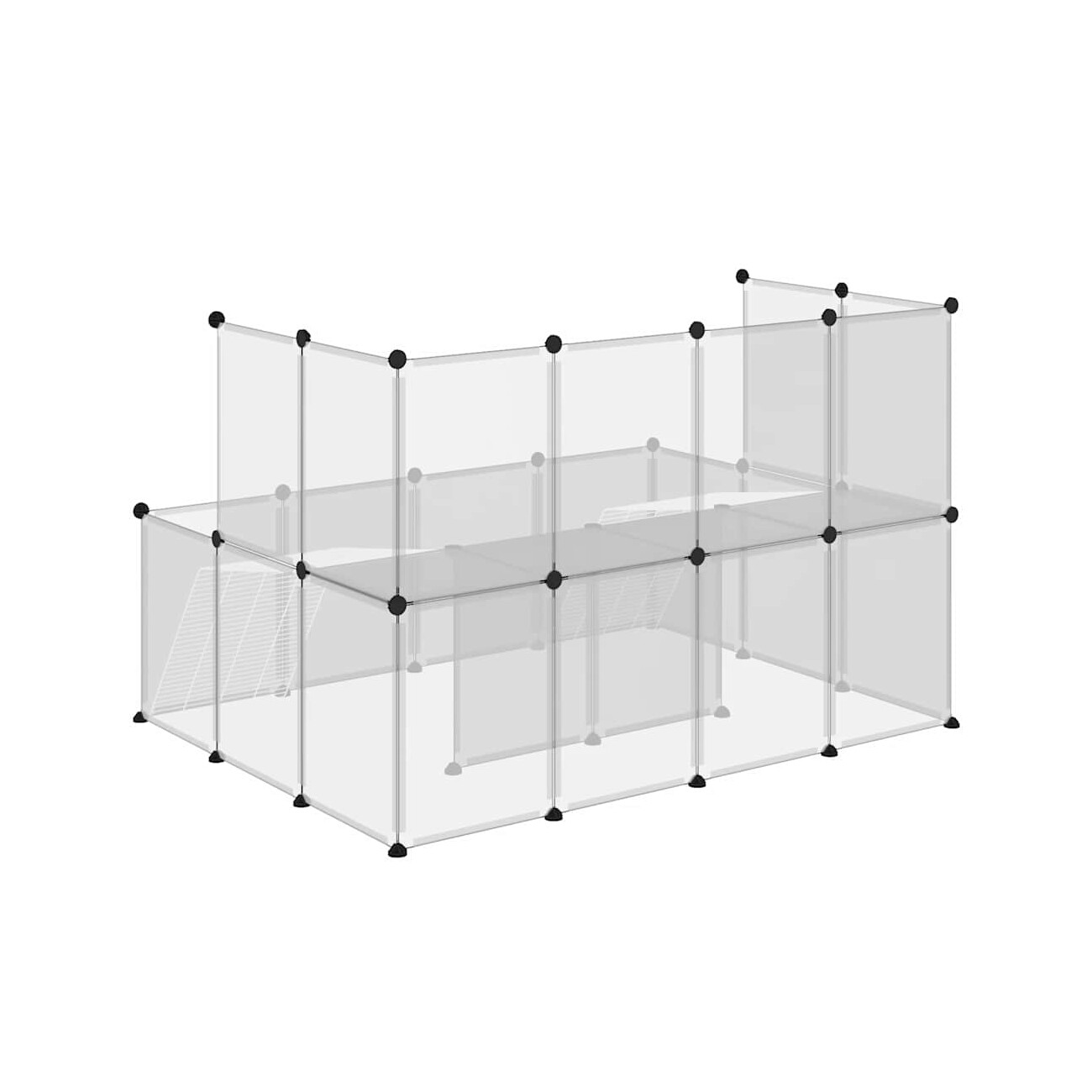VidaXL Kleintierkäfig PP Stahl Freigehege Transparent/Schwarz