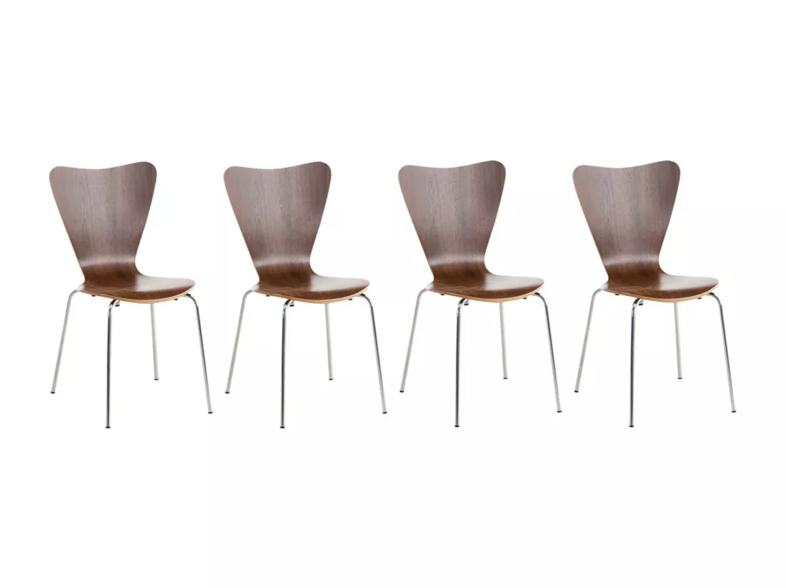 Lot de 4 Chaise de conférence - Bois & Nature - Noyer - Calisto