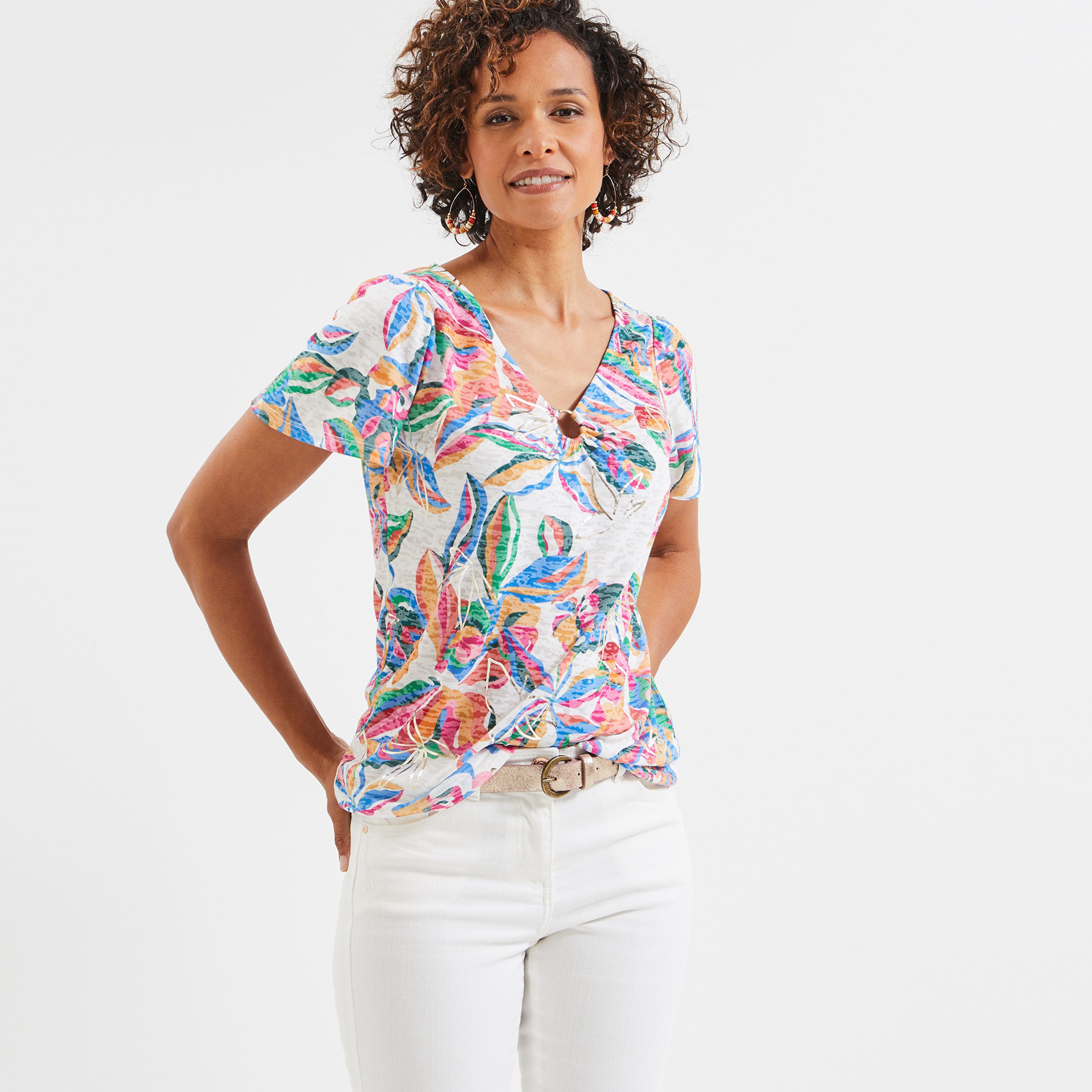 T-shirt imprimé femme - BLANC CASSE