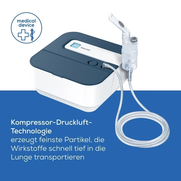 IH 28 Pro Inhalator für Erwachsene und Kinder mit Kompressor-Drucklufttechnologie und Vernebler Set (60374) - Weiss