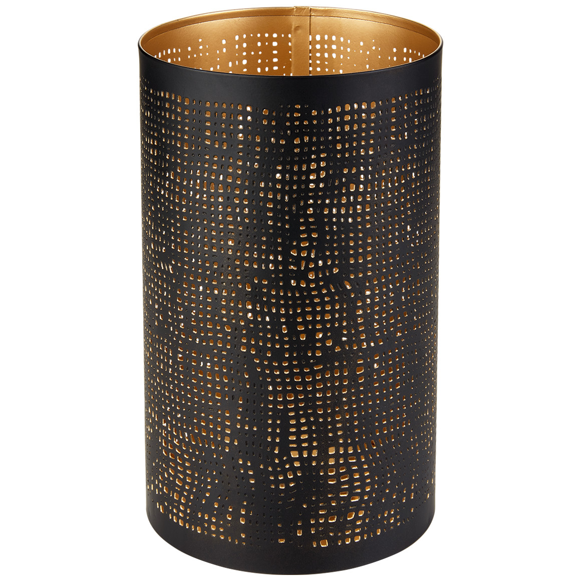 My Home Großer Teelichthalter in Gitter-Optik schwarz / gold