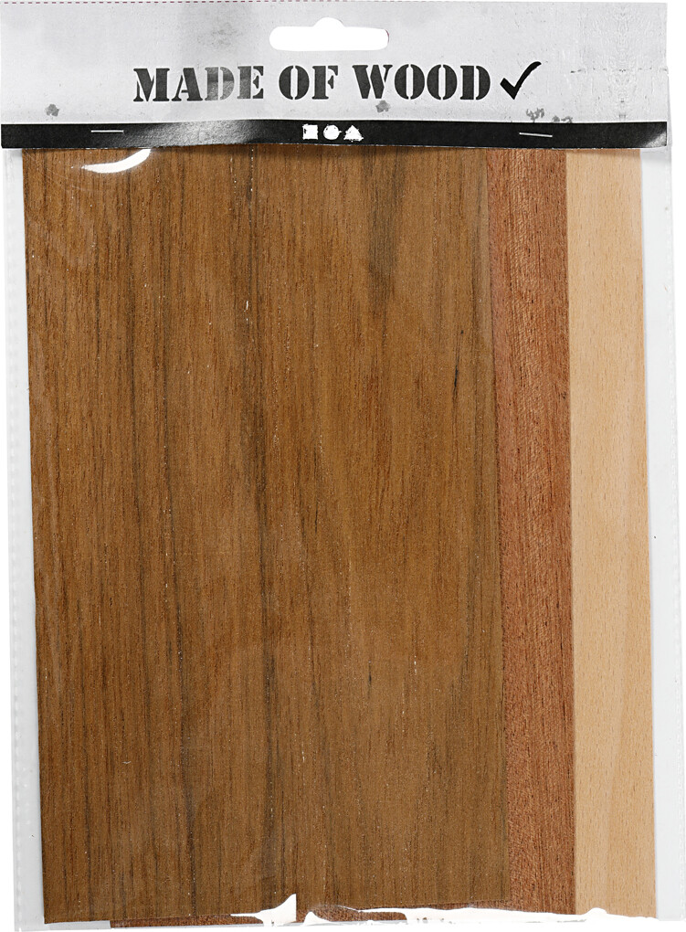 Træfinér - 12X22 CM - Tykkelse 0,75 MM - 3 Ark