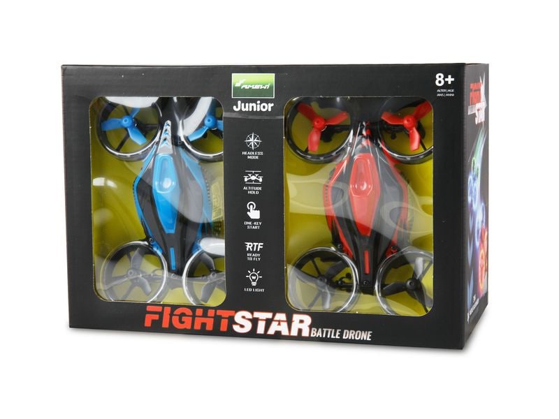 Amewi FightStar Battle Drone Set Rot & Blau, RTF Zwei Drohnen mit IR-Kampf-Funktion für Kinder ab 8 Jahren