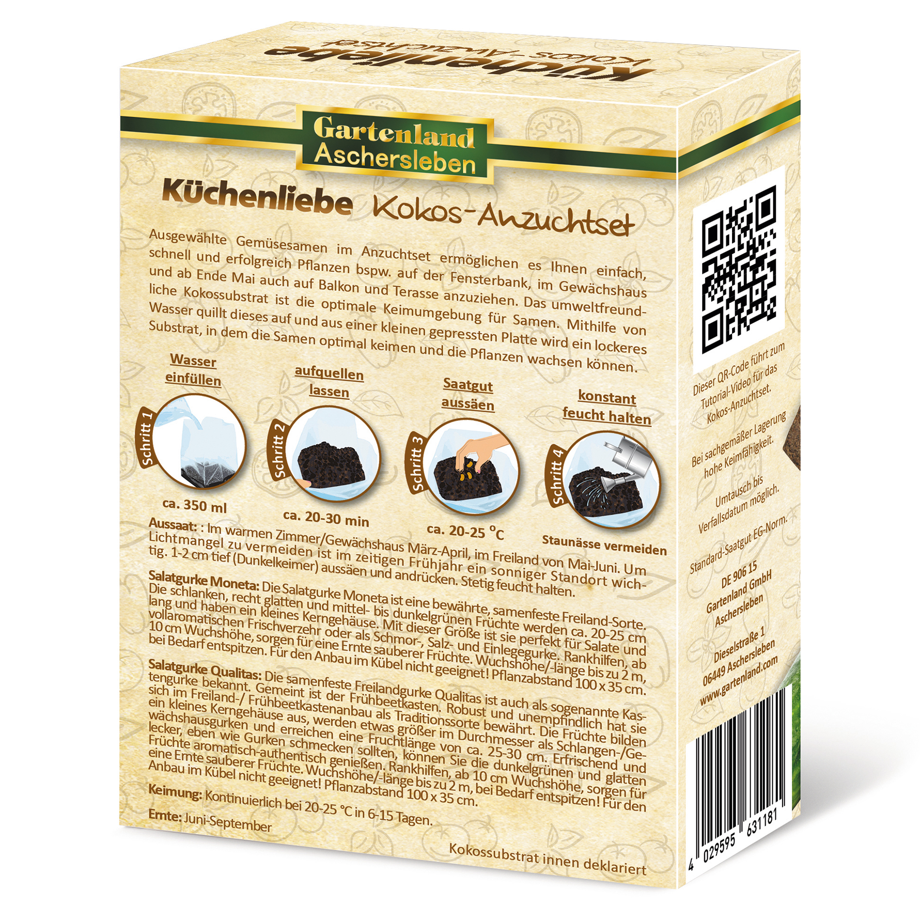 KÜCHENLIEBE Saatgut - Gurken-Kombi - Kokos-Anzuchtset