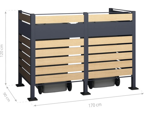 WESTMANN Planum opbergbox met 2 bakken, 170 x 90 x 120 cm, hout-antraciet