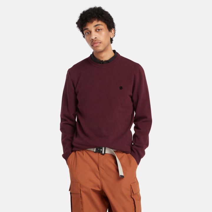 Suéter Cohas Brook de gola redonda para homem na cor bordô.