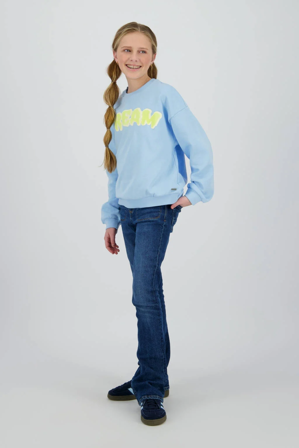 Raizzed sweater lichtblauw
