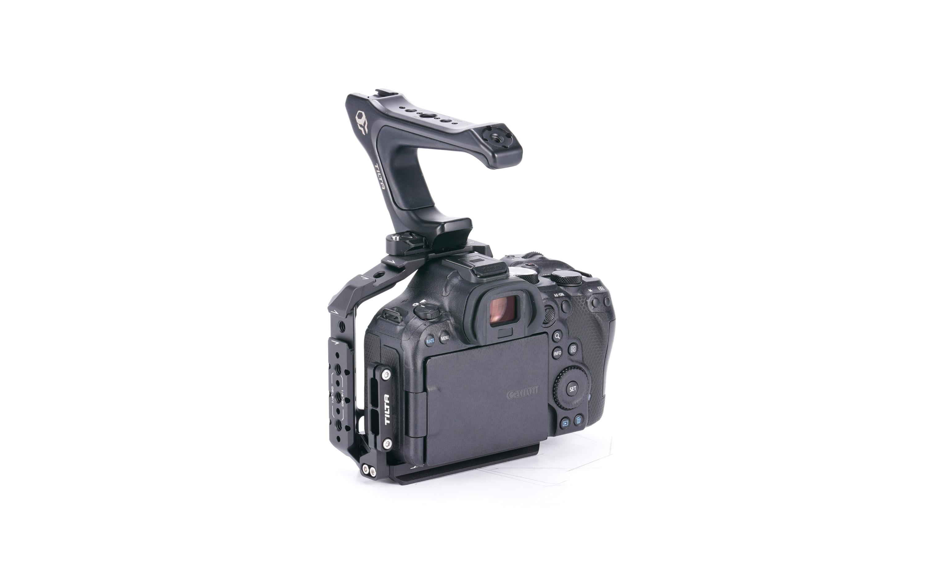 Leichtes Kit für Canon R6 Mark II - SchwarzBietet zusätzlichen Schutz für das Kameragehäuse und mehrere Befestigungspunkte für Zubehör